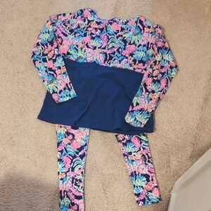 Lilly Pulitzer Pink and Blue Kids Swim Rashguard Set